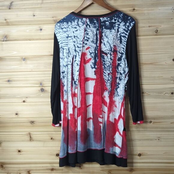 Parsley & Sage Top Womens XL Multicolor Art Blouse Black and Red Tunic - Picture 4 of 8